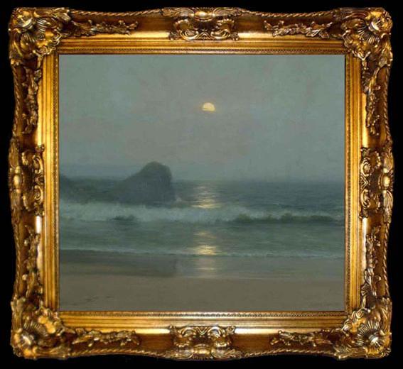 framed  Lionel Walden Moonlight Over the Coast, oil painting by Lionel Walden, ta009-2